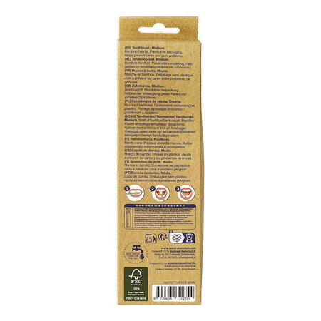 Sence Bamboo Handle Green Toothbrush, Vegan, Medium, 3-Pack - Image 2