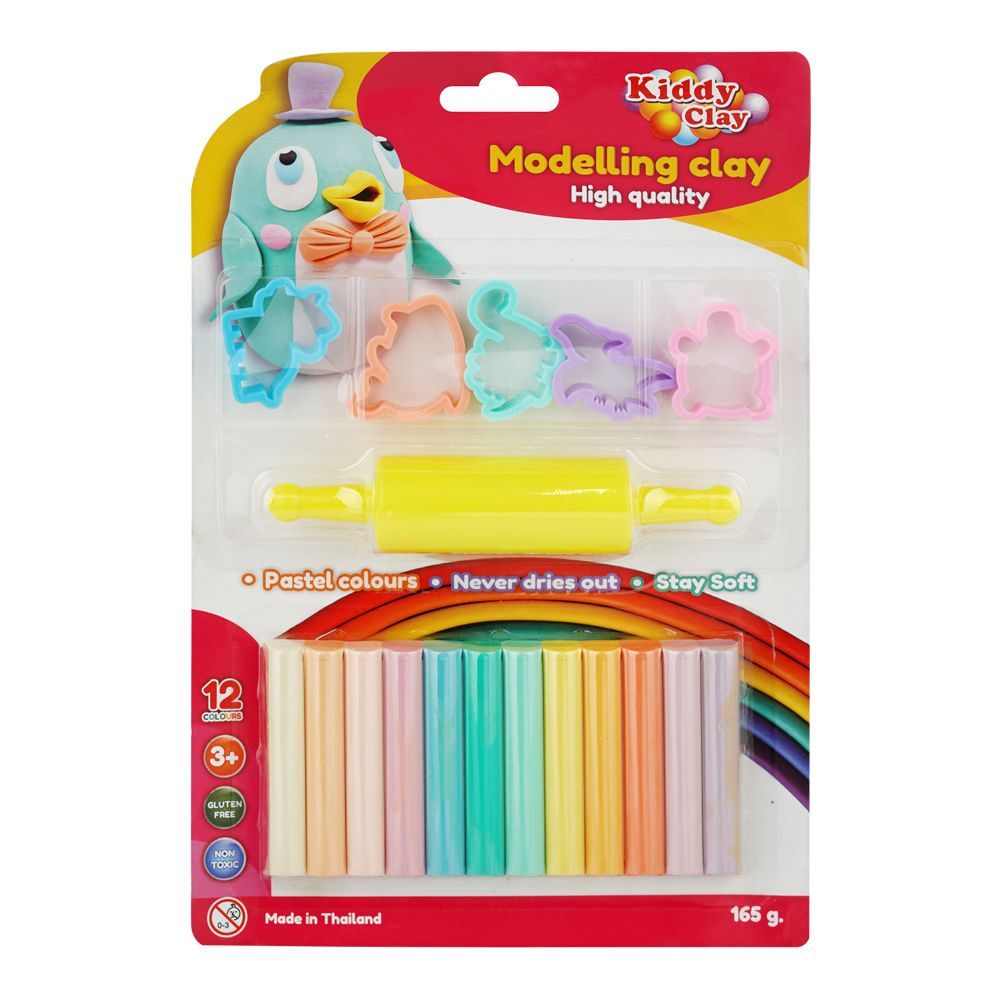 Kiddy Clay Modeling Clay, For 3 Years+ Gluten Free, Non-Toxic, ST-165-12P+5SM/R - Main Image