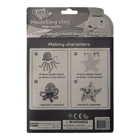Kiddy Clay Modeling Clay, For 3 Years+ Gluten Free, Non-Toxic, ST-165-12P+5SM/R - Image 2