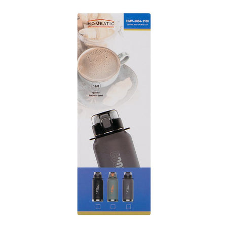Homeatic Steel Water Bottle, 1100ml, Grey, HMV-2004 - Image 5