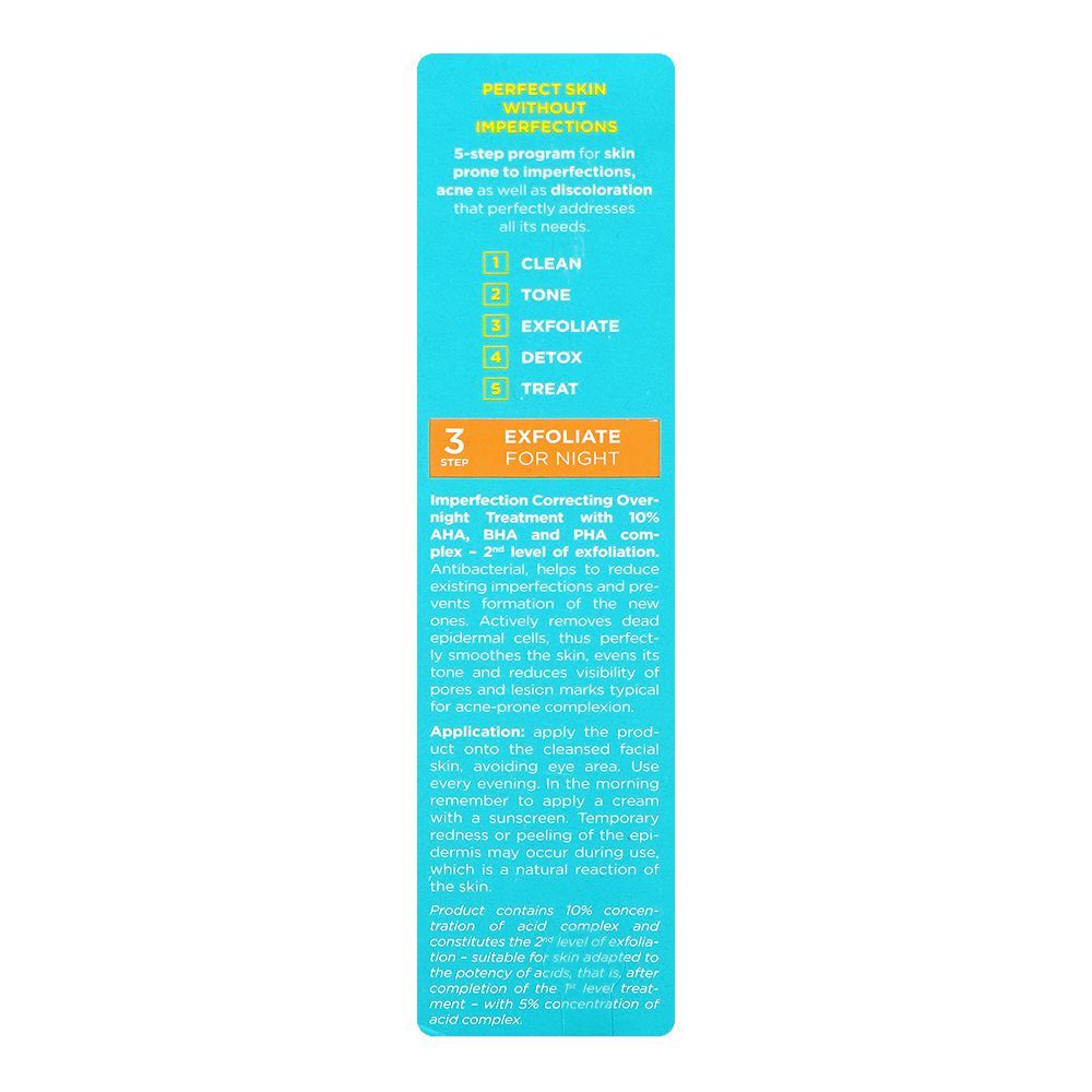 Eveline Perfect Skin Acne Overnight Treatment 2nd Level Of Exfoliation, Niacinamide, Salicylic Acid, For All Types Of Skin, 30ml - Image 4