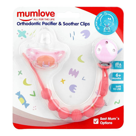 Mum Love Orthodontic Pacifiers & Soother Clips, BPA Free, 6+ Months, Pink, P1039-8 M - Main Image