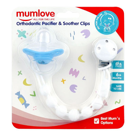 Mum Love Orthodontic Pacifiers & Soother Clips, BPA Free, 6+ Months, Blue, P1039-8 M - Main Image