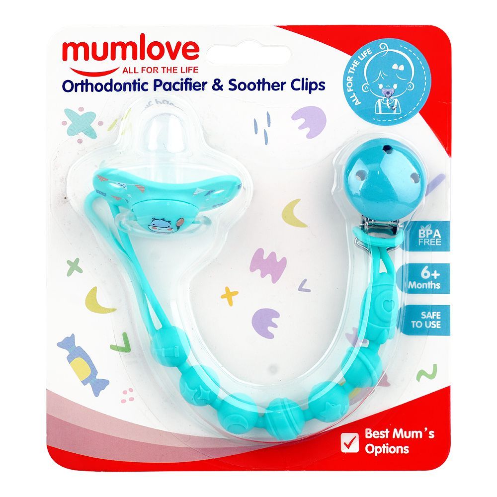 Mum Love Orthodontic Pacifiers & Soother Clips, BPA Free, 6+ Months, Green, P1039-8 M - Main Image