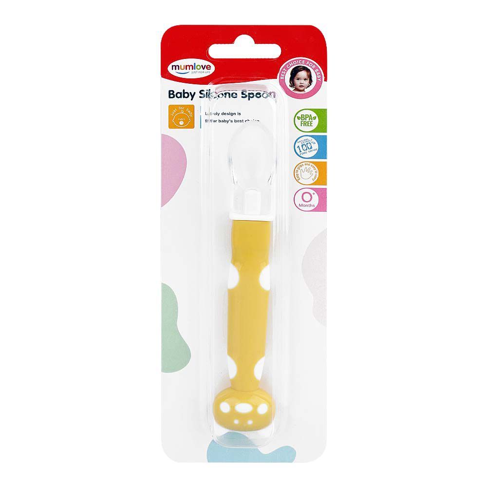 Mum Love Baby Silicone Spoon, BPA Free, 0+ Months, Yellow, D6318-1 - Main Image