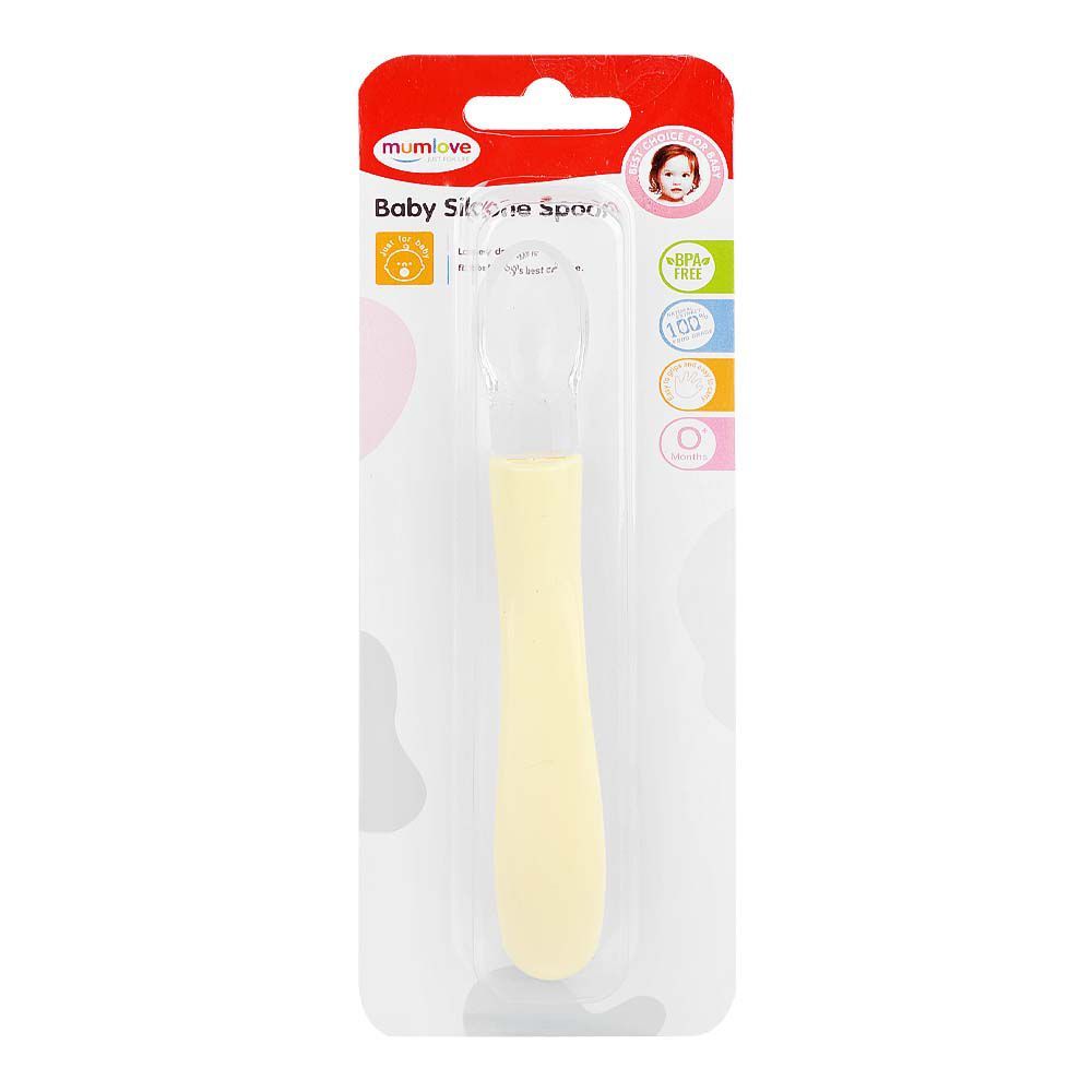 Mum Love Baby Silicone Spoon, BPA Free, 0+ Months, Yellow, D6318-2 - Main Image