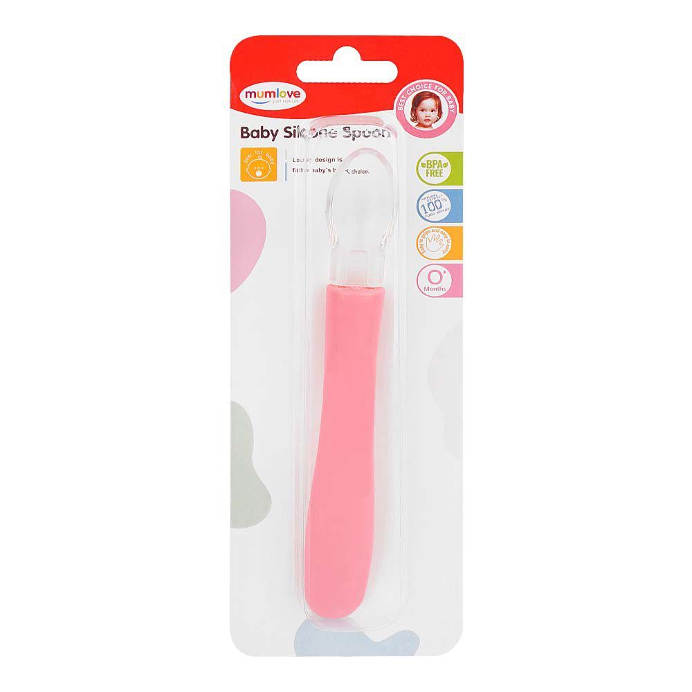 Mum Love Baby Silicone Spoon, BPA Free, 0+ Months, Pink, D6318-2 - Main Image