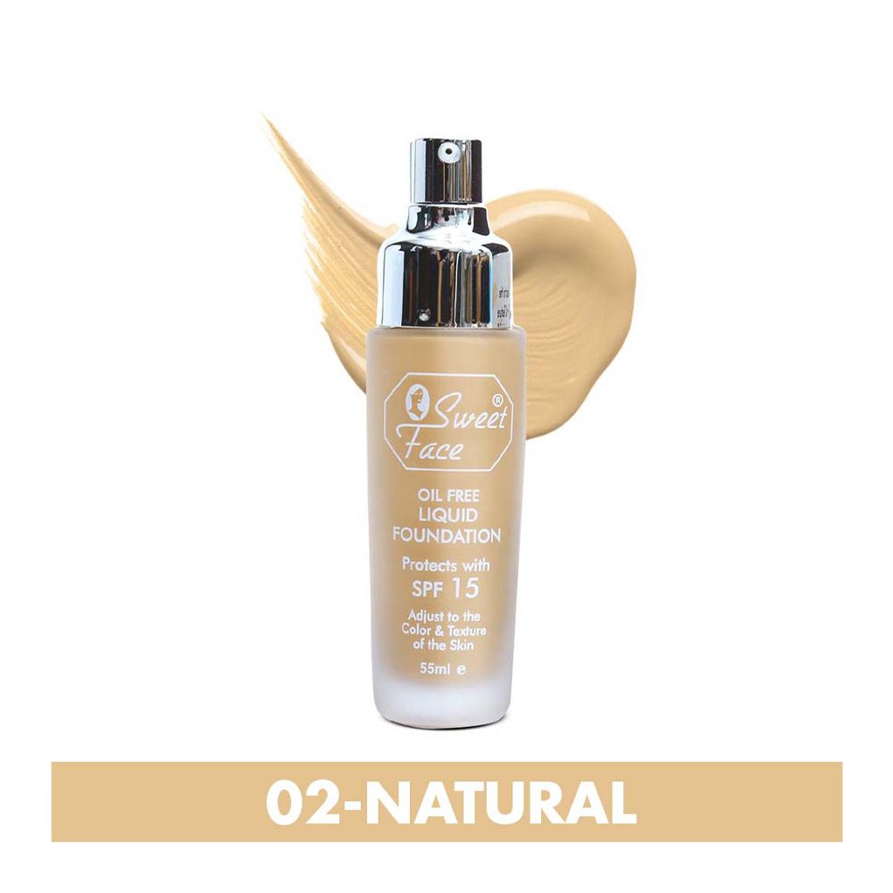 Sweet Face Real Base Oil Free Liquid Foundation, 02 Natural, 55ml - Main Image
