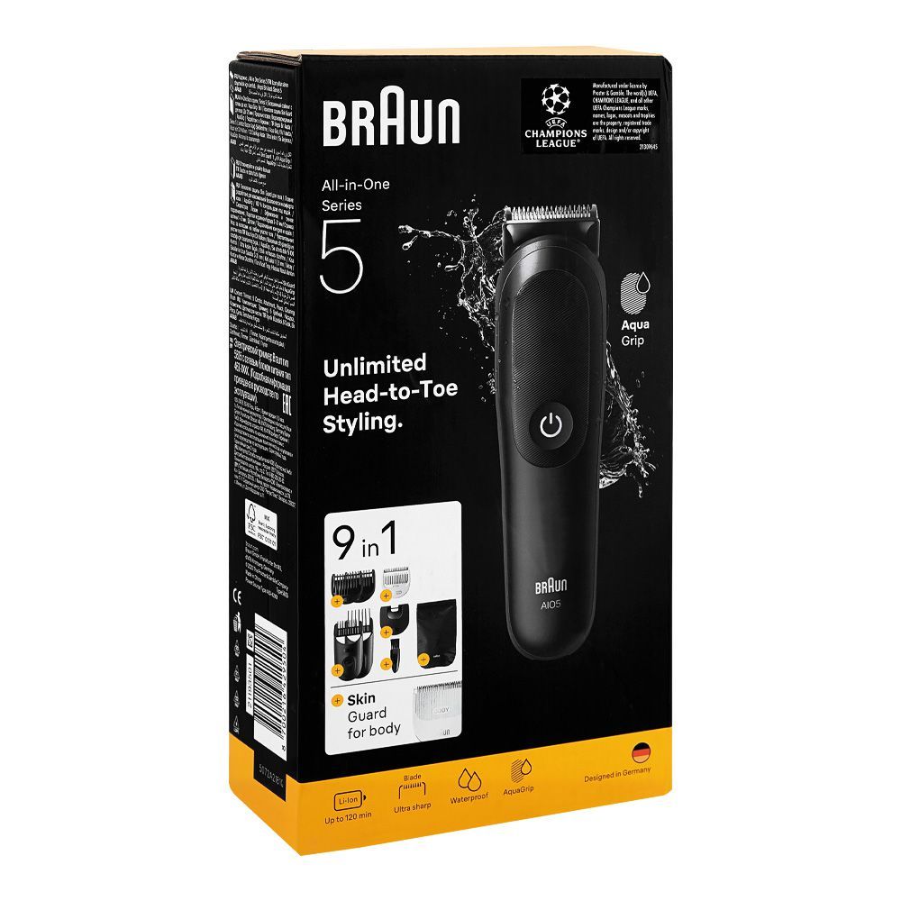 Braun All-in-Series 5 9-In-1 Hair Trimmer, 120 Minutes Run Time, Waterproof, AIO-5540 - Image 2