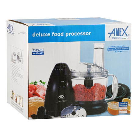 Anex Deluxe Food Processor, 450W, 220V-240V, 1800ml Bowl, Black, AG-1041 - Image 2