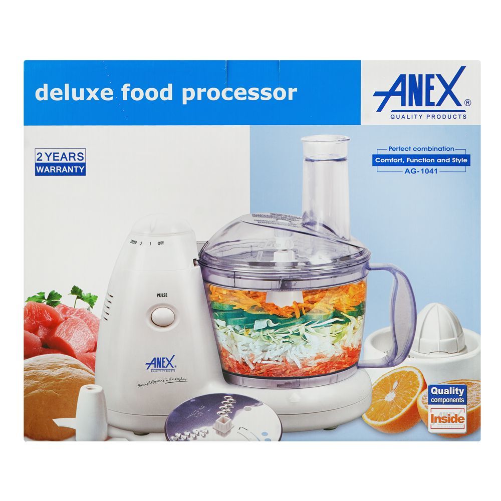 Anex Deluxe Food Processor, 450W, 220V-240V, 1800ml Bowl, Black, AG-1041 - Image 3