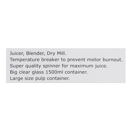 Anex Deluxe Juicer Blender Dry Mill, 600W, 220-240V, 500ml Container, Black, AG-180GL - Image 5