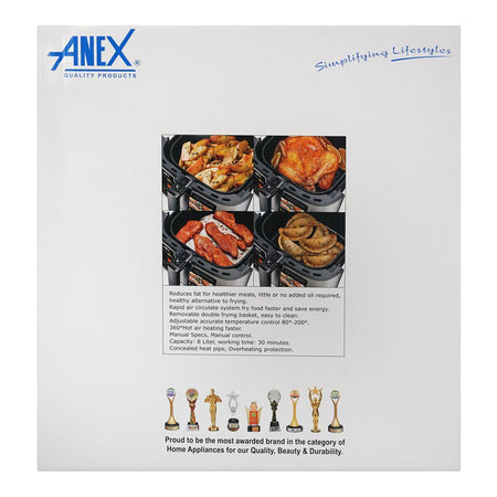 Anex Deluxe Digital Air Fryer, 1700 + 500W, 220-240V, 8 Liters, AG-2126 - Image 4