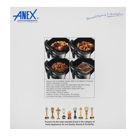Anex Deluxe Air Fryer, 1700 + 500W, 220-240V, 8 Liters, AG-2125 - Image 4