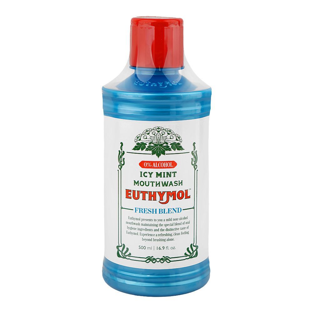 Euthymol Icy Mint Fresh Blend Mouth Wash, Alcohol Free, 500ml - Main Image