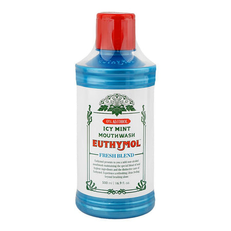 Euthymol Icy Mint Fresh Blend Mouth Wash, Alcohol Free, 500ml - Main Image