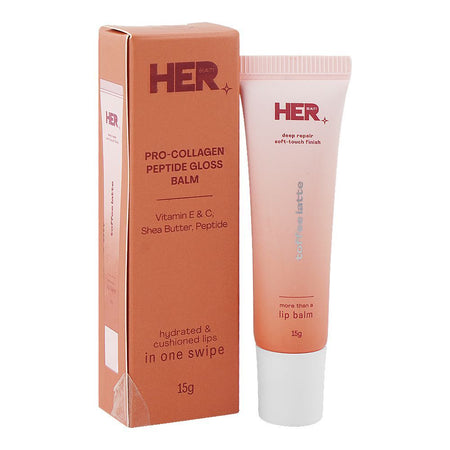 Her Beauty Pro-Collagen Peptide Gloss Lip Balm, Toffee Latte, 15g - Main Image