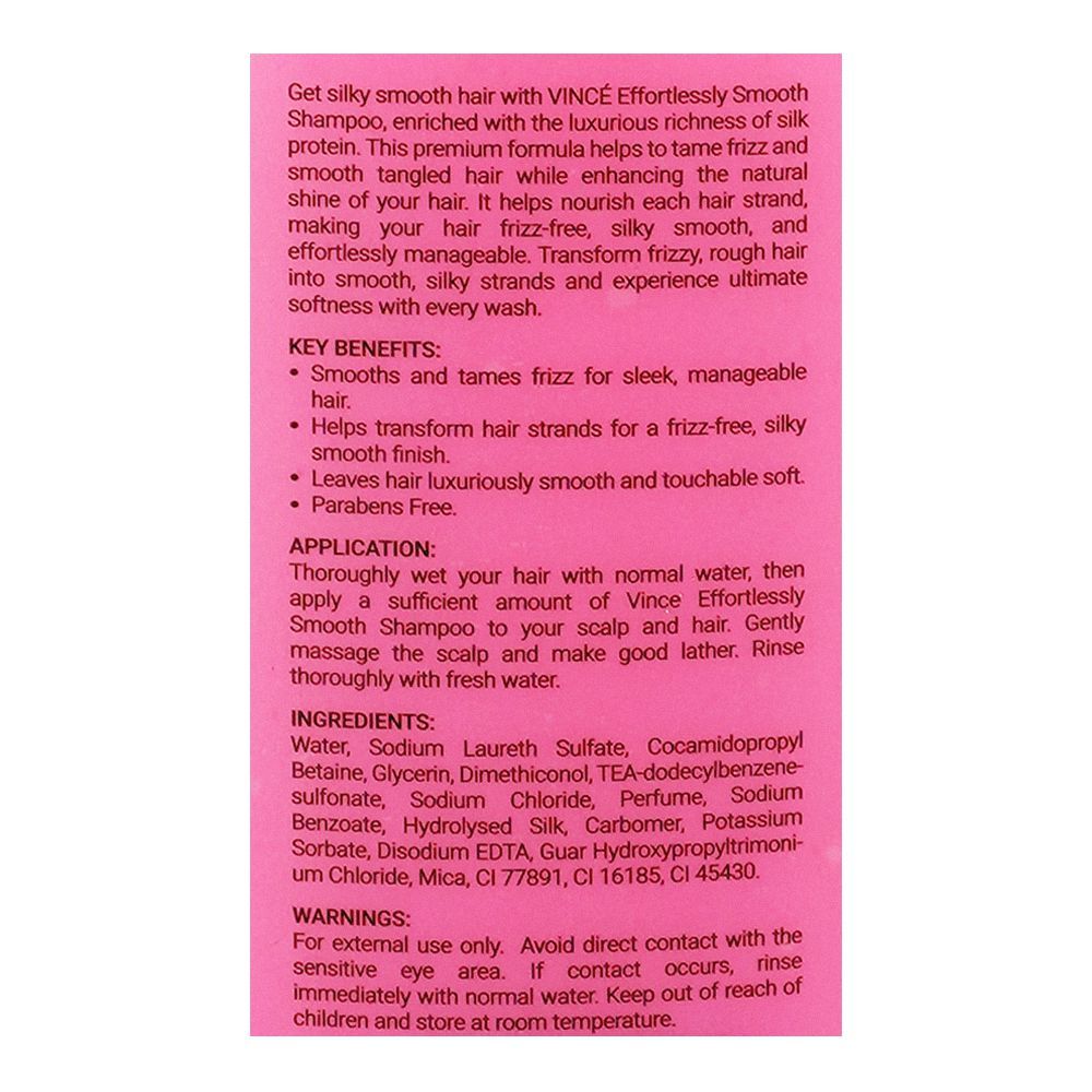 Vince Nuvex Effortlessly Smooth Silk Protein Shampoo, For Smooth Hair, 350ml - Image 3