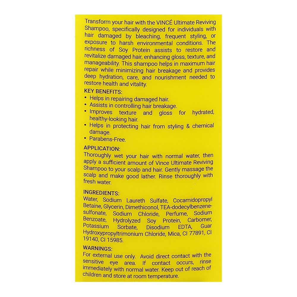 Vince Nuvex Ultimate Reviving Soy Protein Shampoo, For Strong Hair, 350ml - Image 3