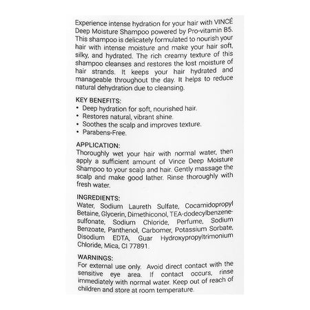 Vince Nuvex Deep Moisture Pro Vitamin B5 Shampoo, For Moisturize Hair, 350ml - Image 3