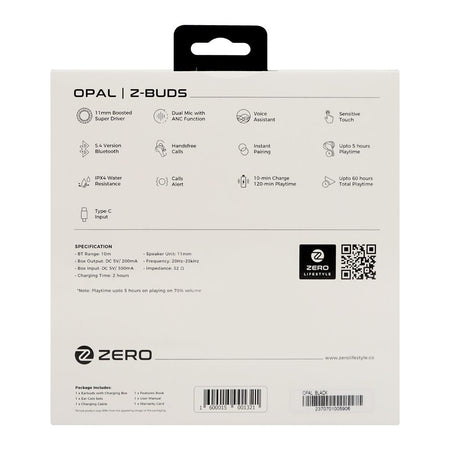 Zero Opal ANC Z Wireless Earbuds, 5 Hours Run Time, IPX4 Water Resistant, Black - Image 4