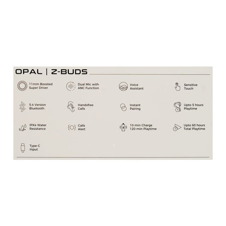 Zero Opal ANC Z Wireless Earbuds, 5 Hours Run Time, IPX4 Water Resistant, Black - Image 5