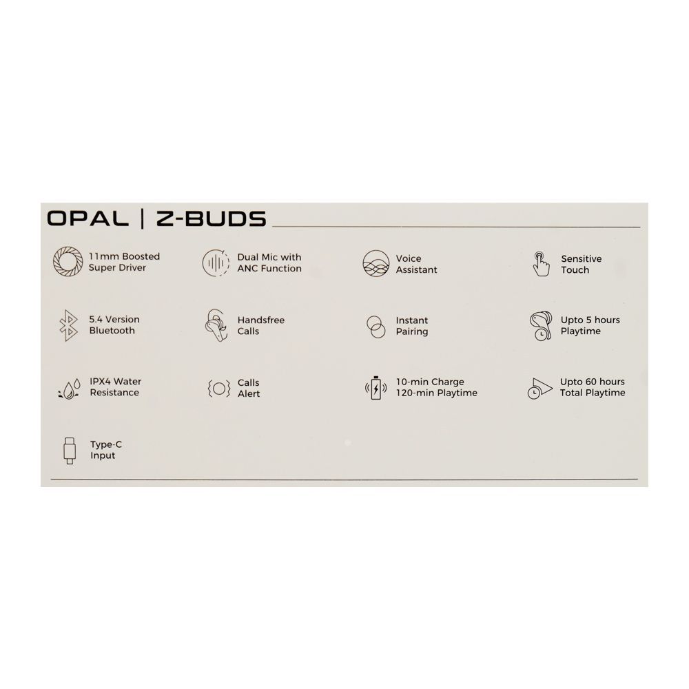 Zero Opal ANC Z Wireless Earbuds, 5 Hours Run Time, IPX4 Water Resistant, Black - Image 5