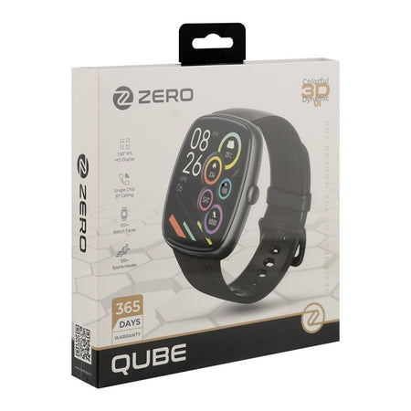 Zero 1.83 Inches HD Display Qube Smart Watch, IP66 Water Resistant, BT Calling, Black - Image 2