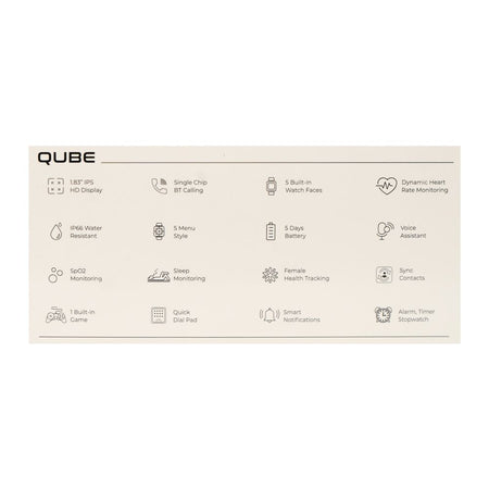 Zero 1.83 Inches HD Display Qube Smart Watch, IP66 Water Resistant, BT Calling, Black - Image 4