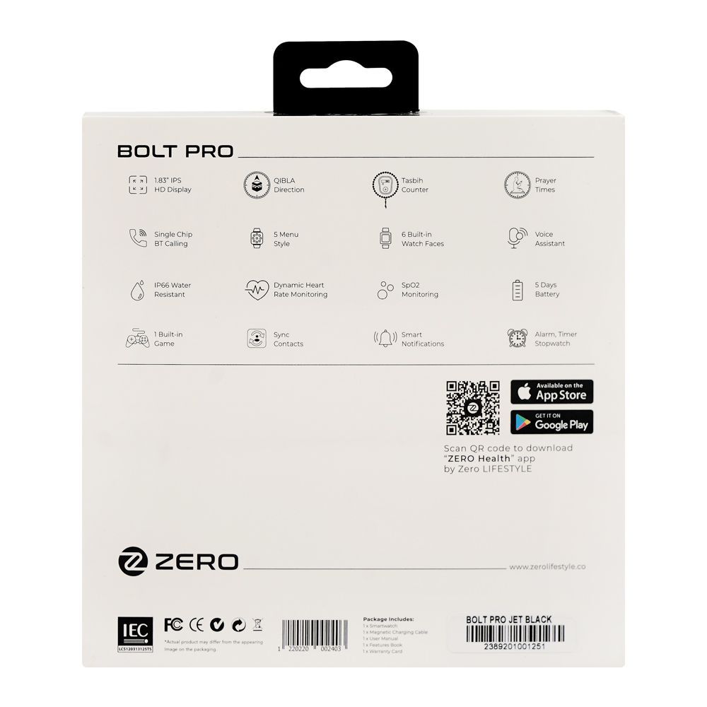 Zero 1.83 Inches IPS HD Display Bolt Pro Smart Watch, IP66 Water Resistant, BT Calling, Jet Black - Image 3