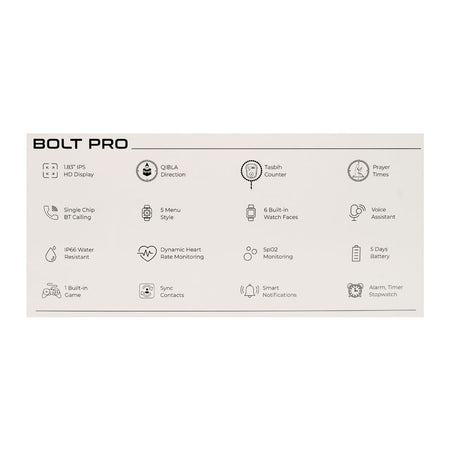 Zero 1.83 Inches IPS HD Display Bolt Pro Smart Watch, IP66 Water Resistant, BT Calling, Jet Black - Image 4