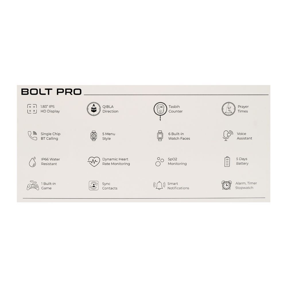Zero 1.83 Inches IPS HD Display Bolt Pro Smart Watch, IP66 Water Resistant, BT Calling, Jet Black - Image 4