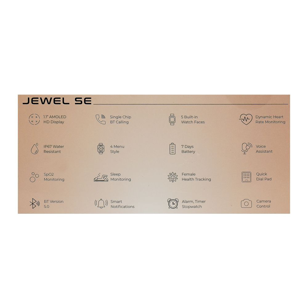 Zero 1.1 Inches AMOLED HD Display Jewel SE Smart Watch, IP67 Water Resistant, BT Calling, Black Metal - Image 4