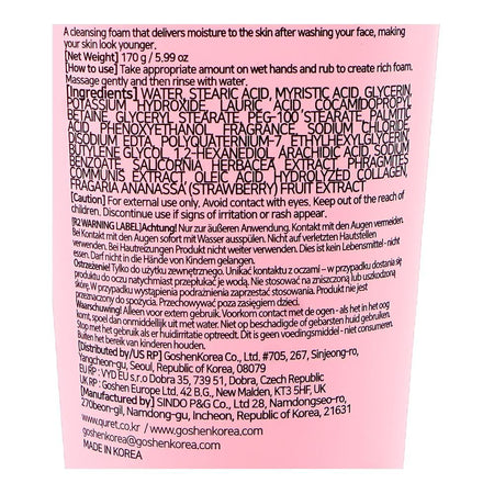 Quret Collagen Strawberry Cleansing Foam, Glycerin, 170g - Image 3