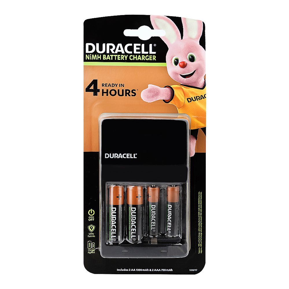 Duracell Nimh Battery Charger With 2 X AA 1300mAh + 2 X AAA 750mAh, CEF14UK4 - Main Image