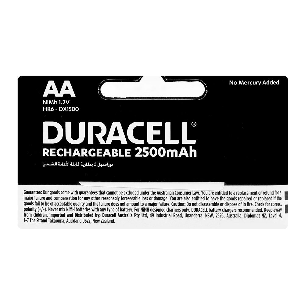 Duracell Rechargeable Batteries 2500mAh, 1.2V, AA, 4-Pack - Image 3