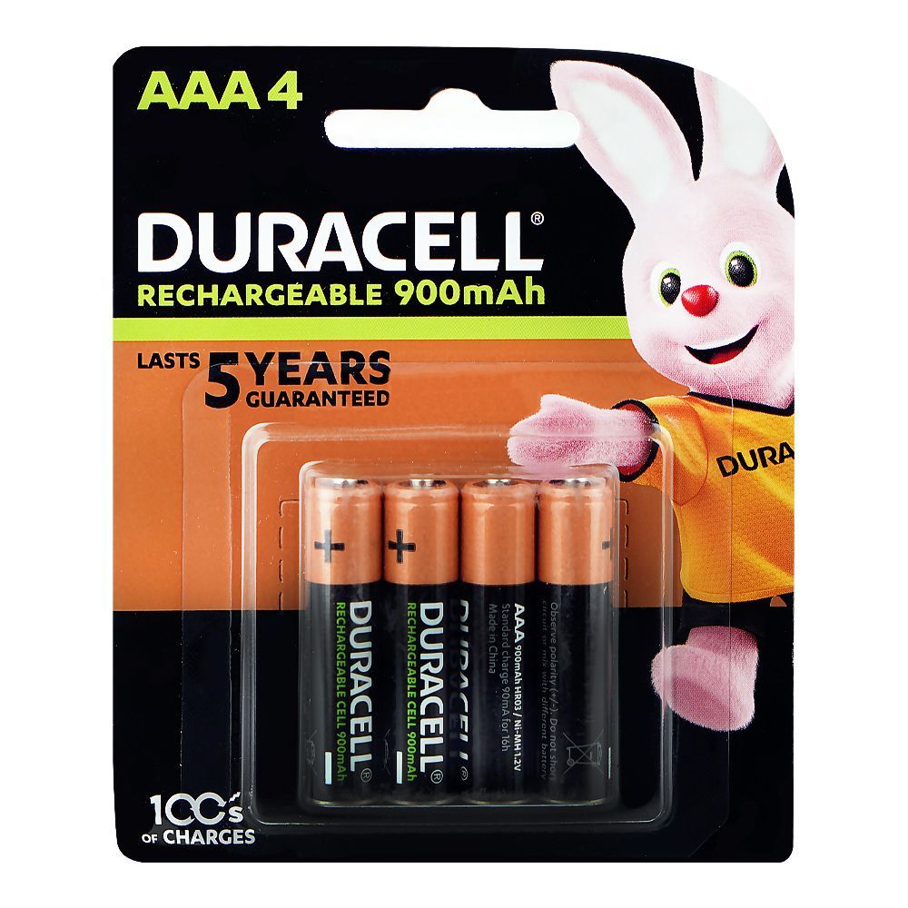 Duracell Rechargeable Batteries 900mAh, 1.2V, AAA, 4-Pack - Main Image