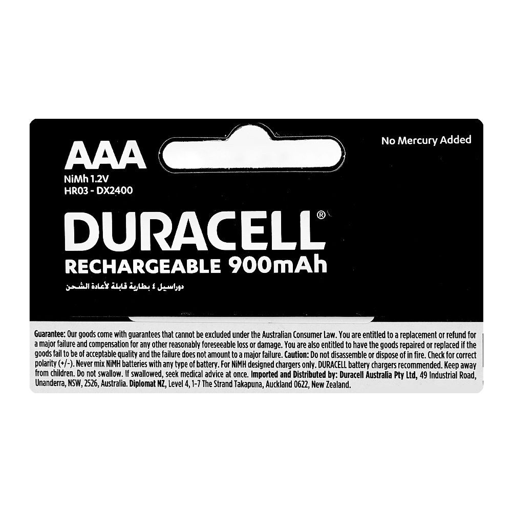 Duracell Rechargeable Batteries 900mAh, 1.2V, AAA, 4-Pack - Image 3