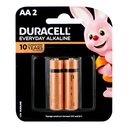 Duracell Everyday Alkaline Battery, 1.5V, AA, 2-Pack - Main Image