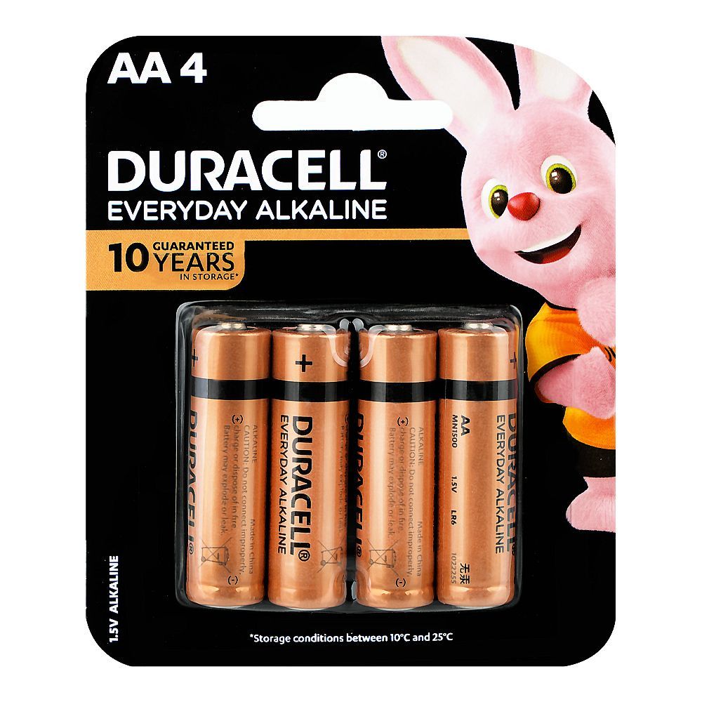 Duracell Everyday Alkaline Battery, 1.5V, AA, 4-Pack - Main Image