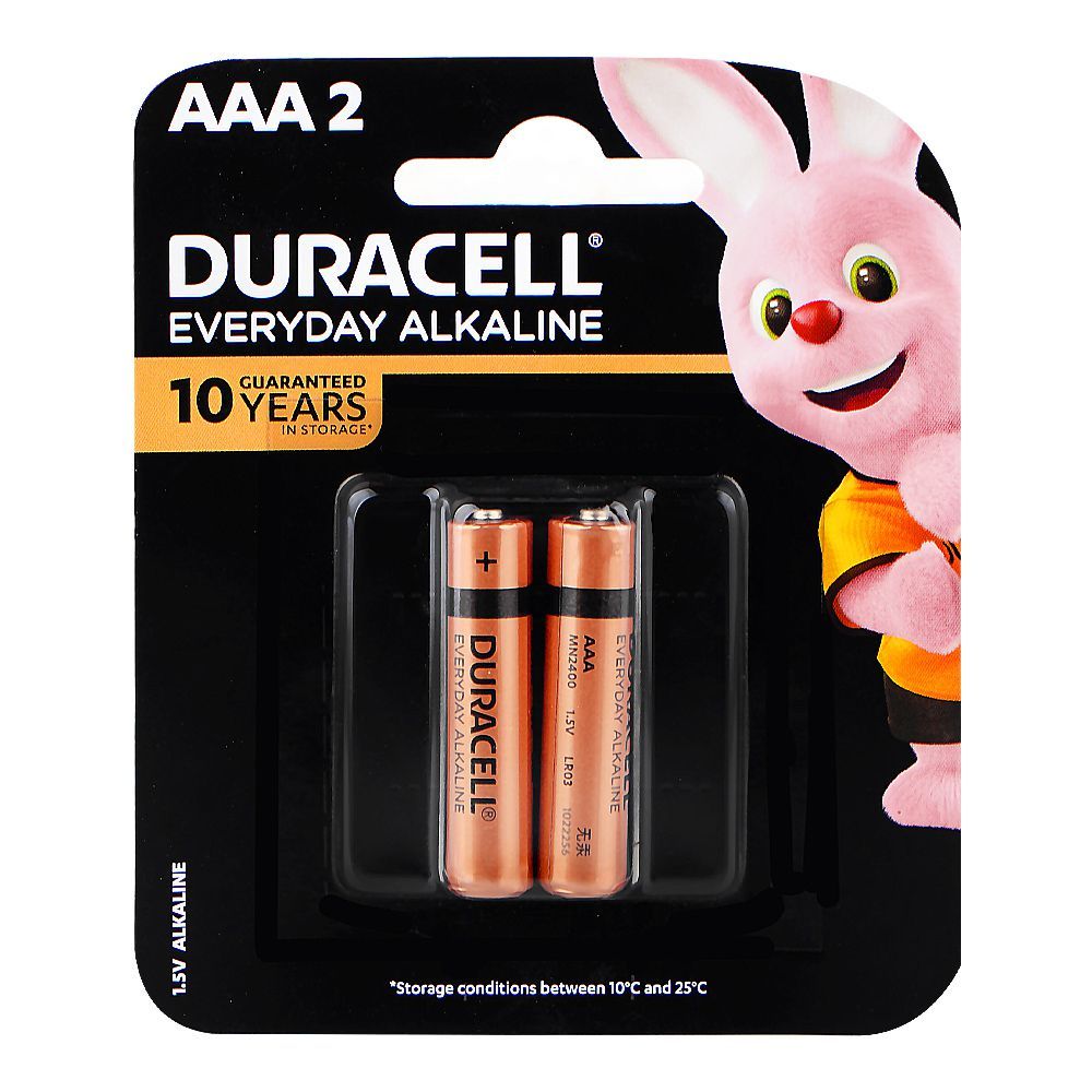 Duracell Everyday Alkaline Battery, 1.5V, AAA, 2-Pack - Main Image