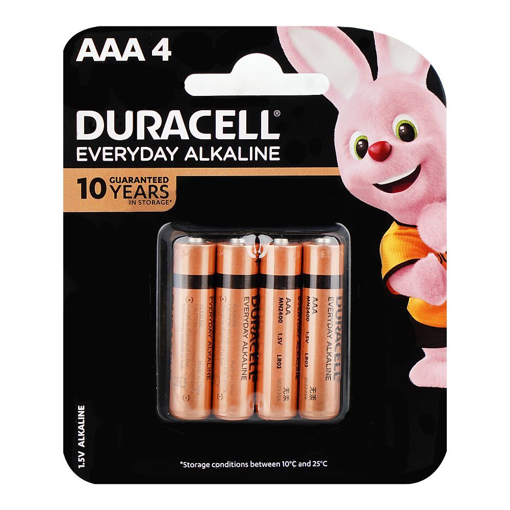 Duracell Everyday Alkaline Battery, 1.5V, AAA, 4-Pack - Main Image