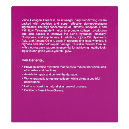 Vince Rejuvenation Collagen Cream, Almond Oil, Jojoba Oil, 50ml - Image 3
