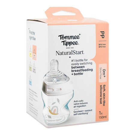 Tommee Tippee Natural Start Slow Flow PP Feeding Bottle, BPA & BPS Free, 0 Months+ 150ml, 427014 - Image 3