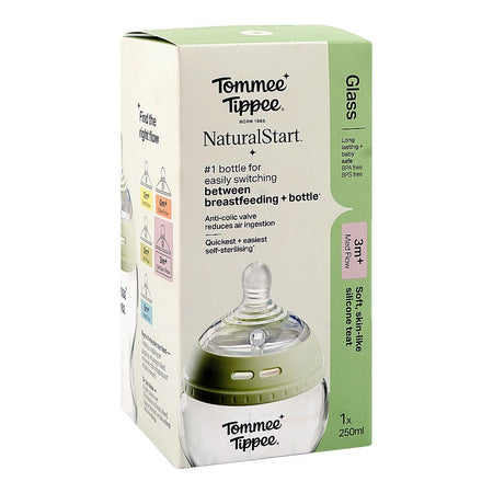Tommee Tippee Natural Start Glass Feeding Bottle, BPA & BPS Free, Medium Flow, 3 Months+ 250ml, 427028 - Image 3