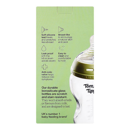 Tommee Tippee Natural Start Glass Feeding Bottle, BPA & BPS Free, Medium Flow, 3 Months+ 250ml, 427028 - Image 6