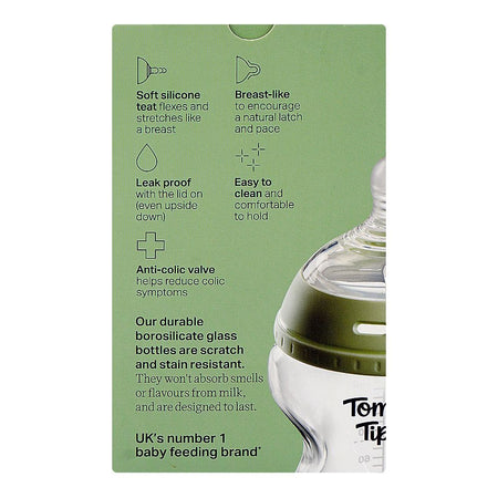 Tommee Tippee Natural Start Glass Feeding Bottle, BPA & BPS Free, Slow Flow, 0 Months+ 150ml, 427027 - Image 6