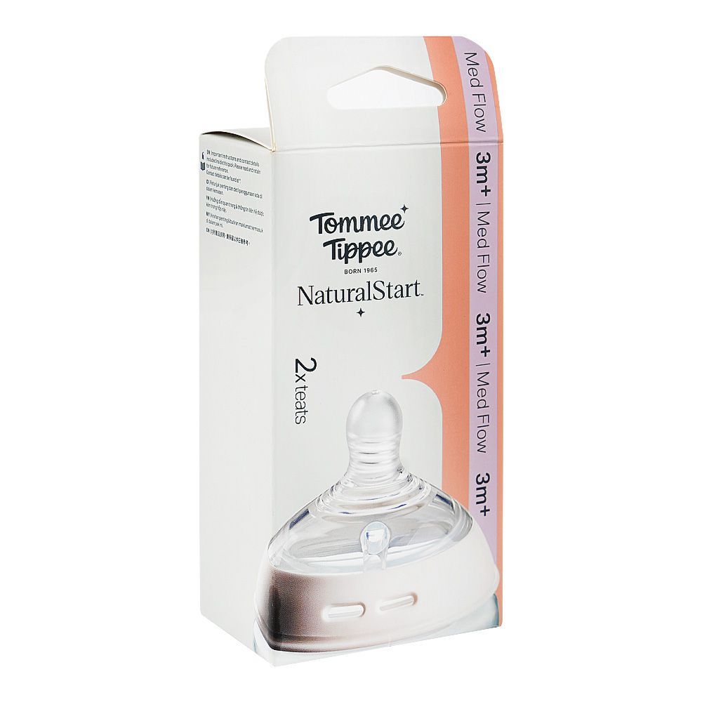 Tommee Tippee Natural Start Teats, BPA & BPS Free, Medium Flow, 3 Months+ 427031, 2-Pack - Image 2