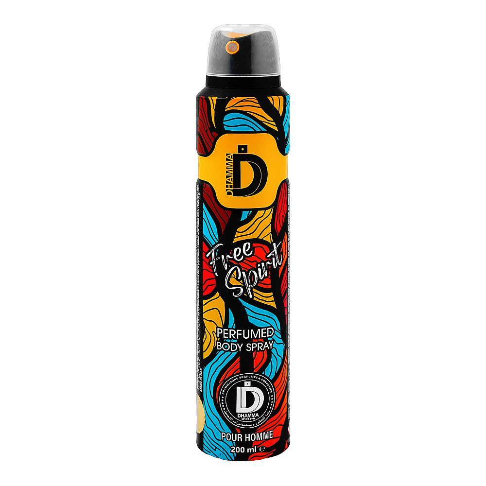 Dhamma Free Spirit Pour Homme Perfumed Body Spray, For Men, 200ml - Main Image