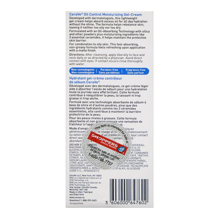CeraVe Oil Control Moisturising Gel Cream, Paraben & Fragrance Free, Niacinamide, Hyaluronic Acid, For Dry Skin, 59ml - Image 2